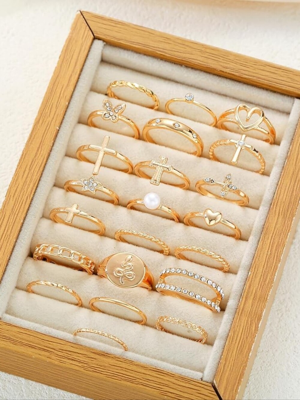 Gold Stackable Rings Set Gold Plated - Picture 6 of 6